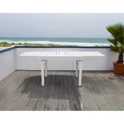 Tavolo allungabile da giardino in alluminio bianco 104-208x75 cm