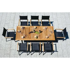 Tavolo allungabile da giardino in teak e alluminio 150/210x90 cm