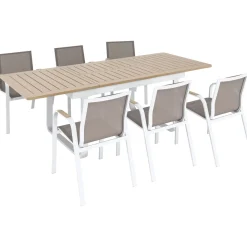 Tavolo allungabile da giardino Butterfield allu beige 155/246x100x75.5 cm