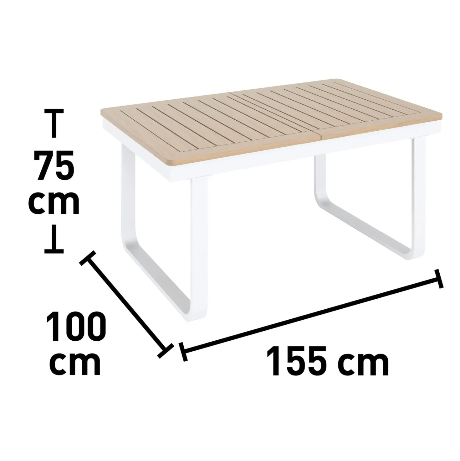 Tavolo allungabile da giardino Butterfield allu beige 155/246x100x75.5 cm