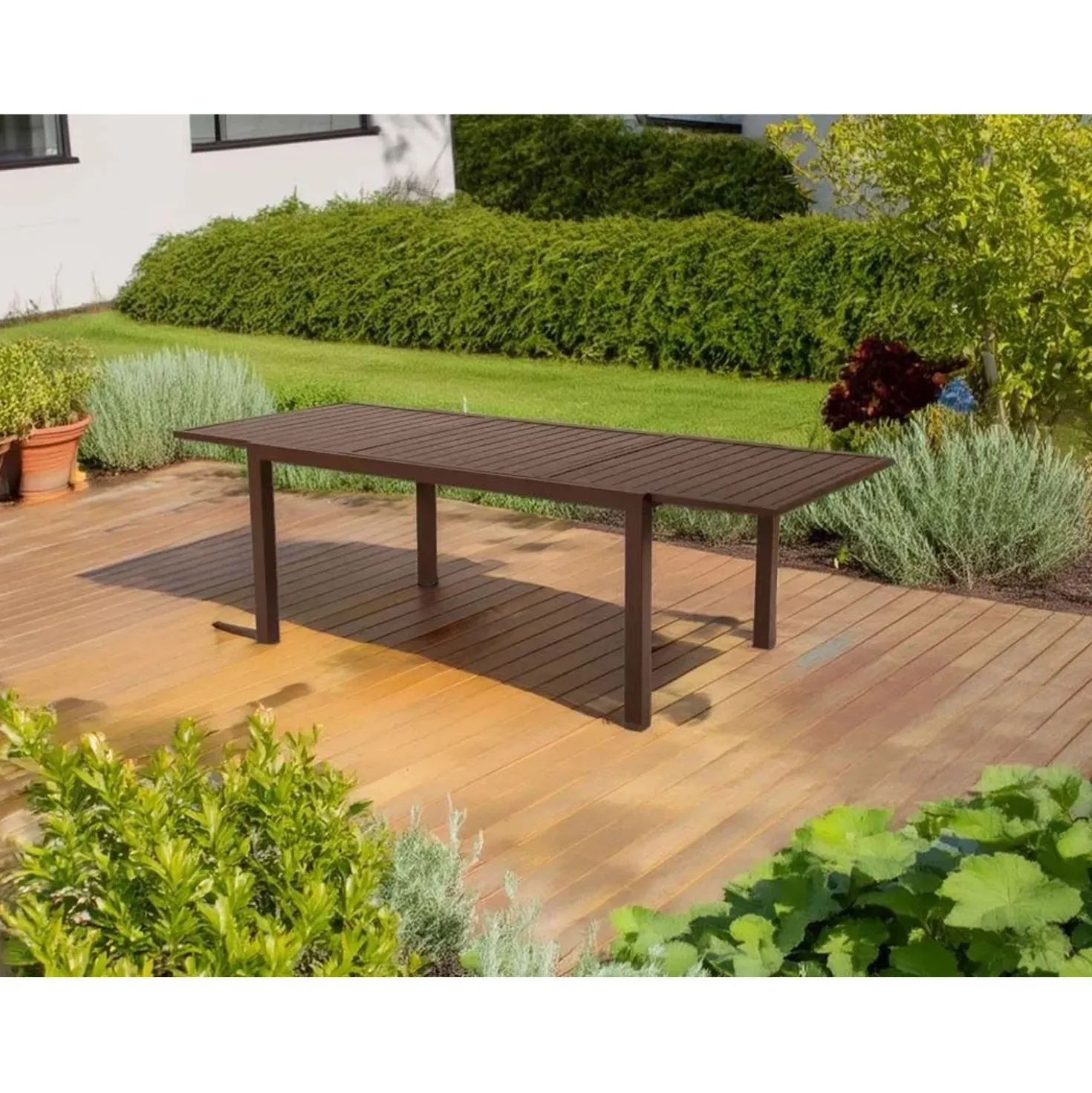Tavolo allungabile da giardino Sardegna in alluminio marrone 160/240x100 cm