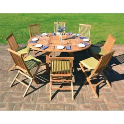 Tavolo allungabile da giardino tondo in teak 120/170x120 cm