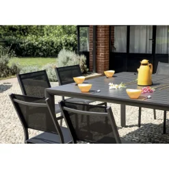Tavolo allungabile da giardino in alluminio grigio scuro 100-150xH77 cm