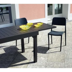 Tavolo allungabile da giardino in alluminio antracite 104-208x75 cm
