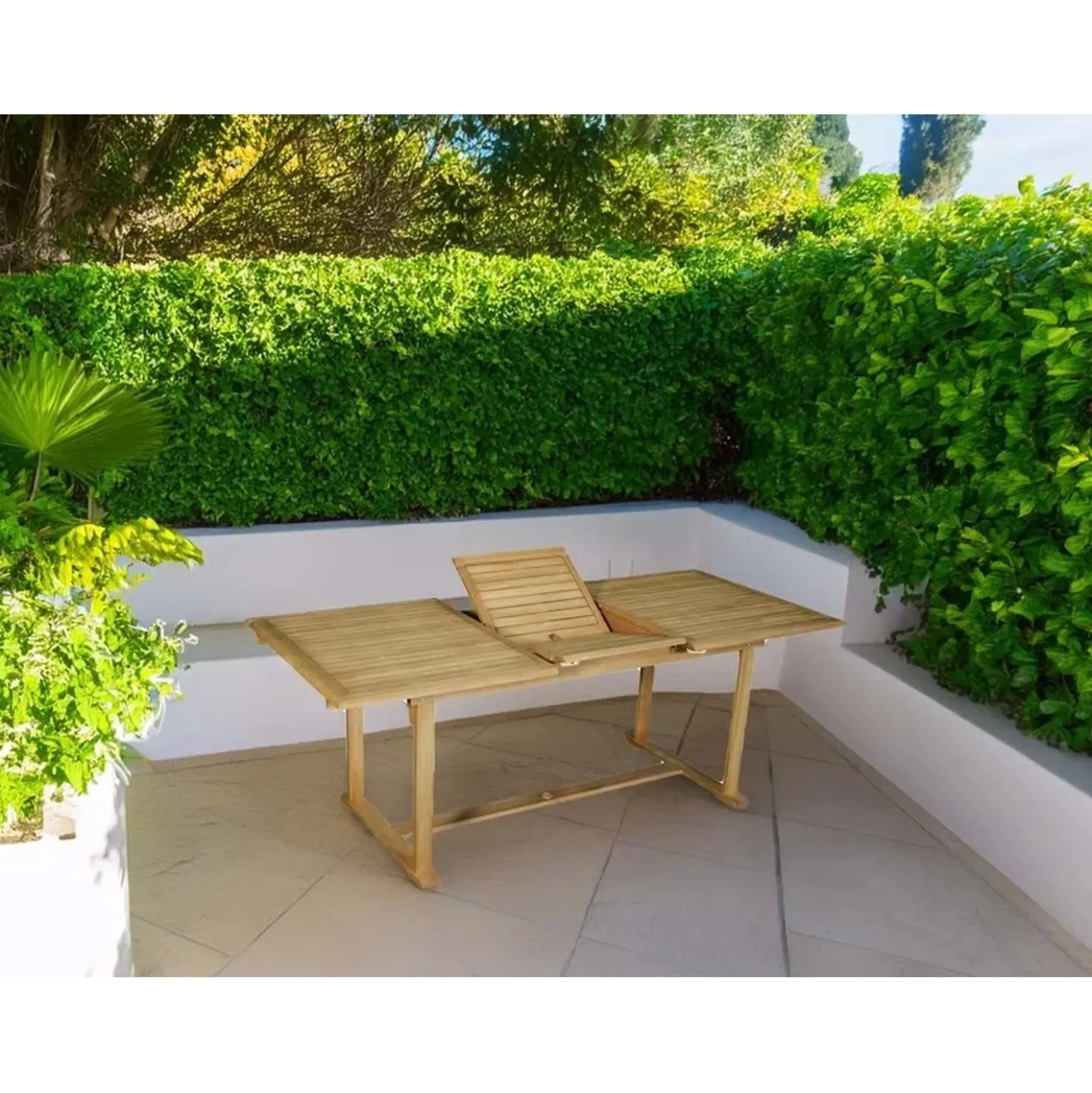 Tavolo allungabile da giardino in acacia 150-200x90x76 cm