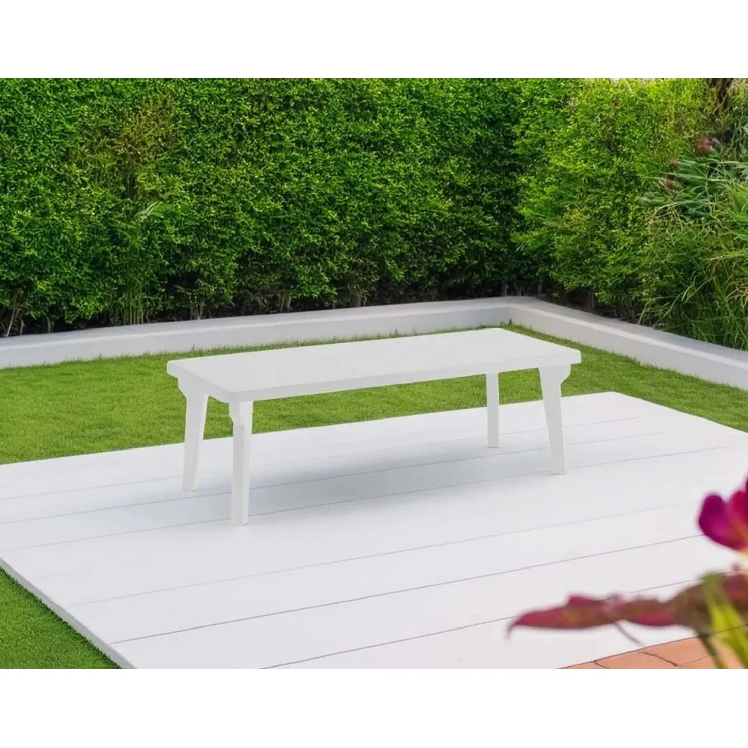 Tavolo allungabile da giardino Bergen 160-220x90x74 cm bianco