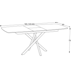 Tavolo allungabile da pranzo Filis nero 145x90x476 cm
