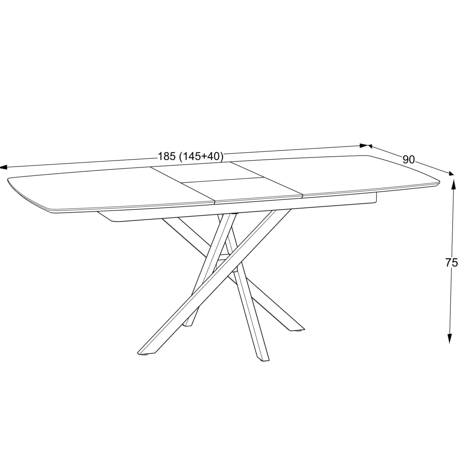 Tavolo allungabile da pranzo Filis nero 145x90x476 cm