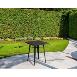 Tavolo alto da giardino in lamiera nero 60x60xH73 cm