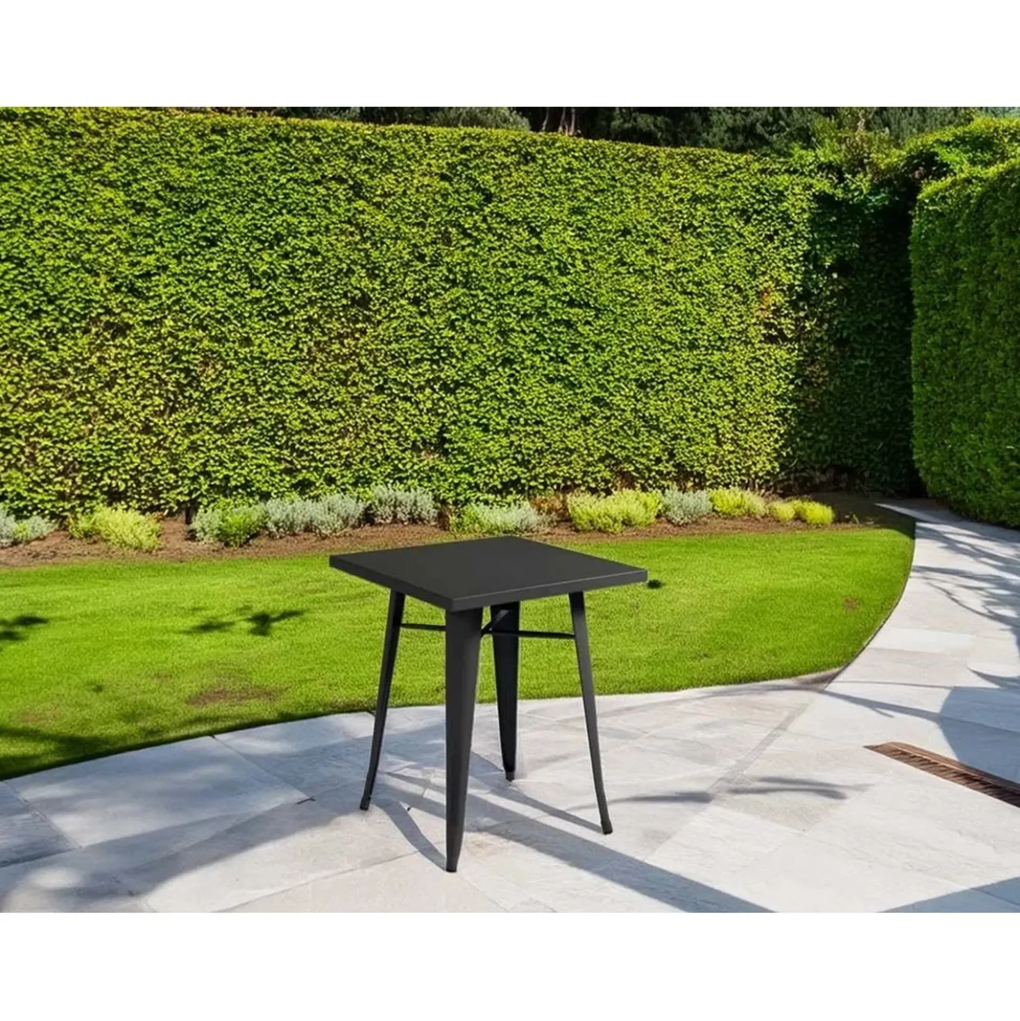 Tavolo alto da giardino in lamiera nero 60x60xH73 cm