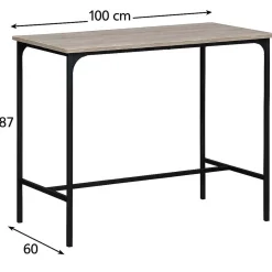 Tavolo bar struttura in metallo e piano in MDF 100x60x87 cm nero