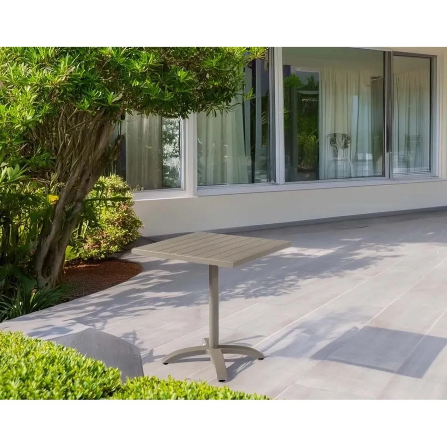Tavolo da giardino Contract in alluminio tortora 70x70xH75 cm