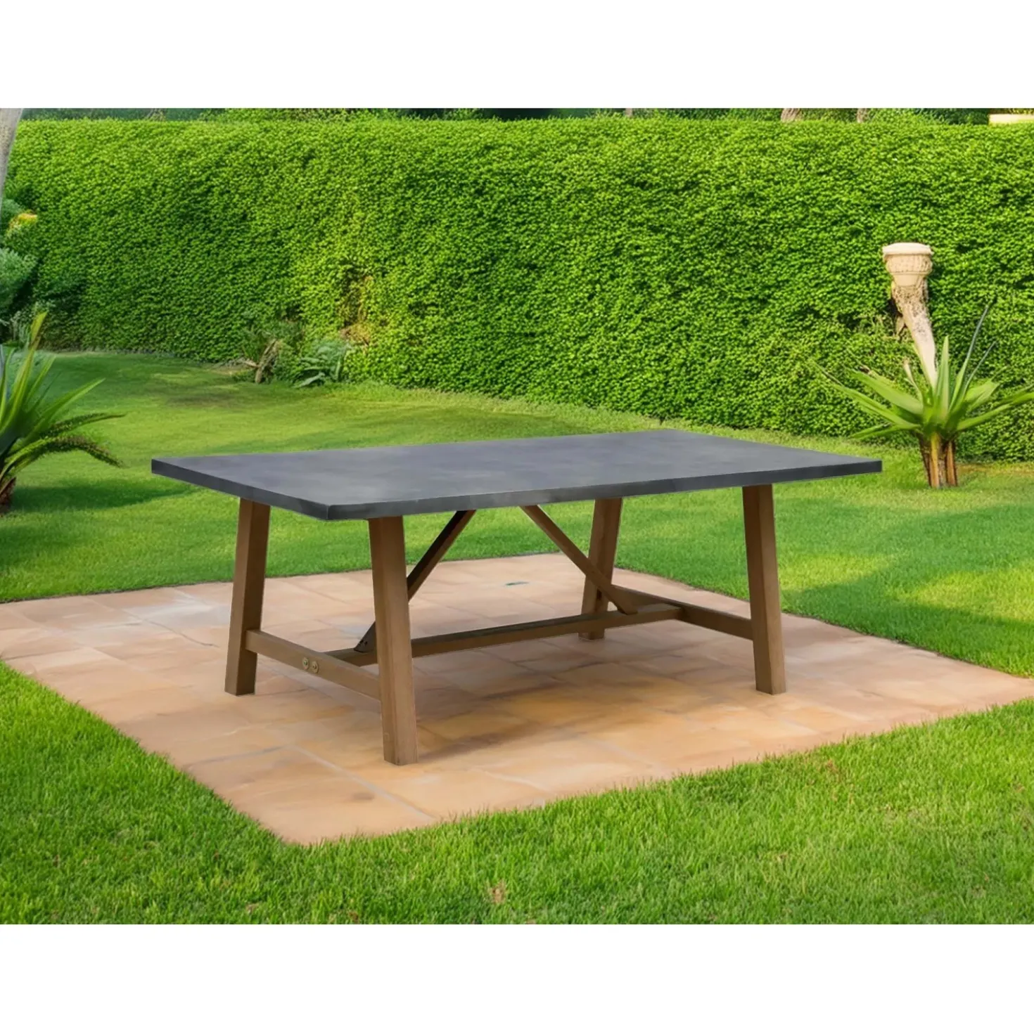 Tavolo da giardino Garey in poliresina e legno di eucalipto 220x100xH74 cm