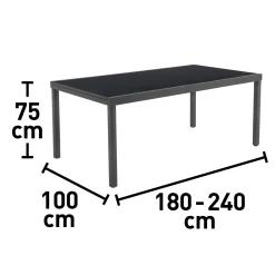 Tavolo da giardino Harris in alluminio 180x100x75 cm