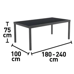 Tavolo da giardino Harris in alluminio 180x100x75 cm