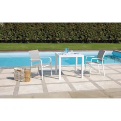 Tavolo da giardino in alluminio bianco 80x80 cm