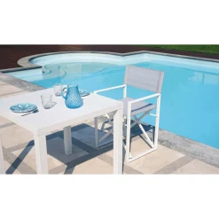 Tavolo da giardino in alluminio bianco 80x80 cm