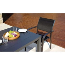 Tavolo da giardino in alluminio antracite 80x80 cm