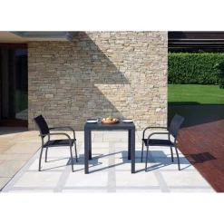 Tavolo da giardino in alluminio antracite 80x80 cm