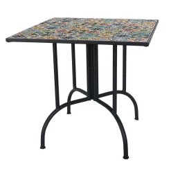 Tavolo da giardino Mosaico Flower in metallo verniciato 80x80x75 cm