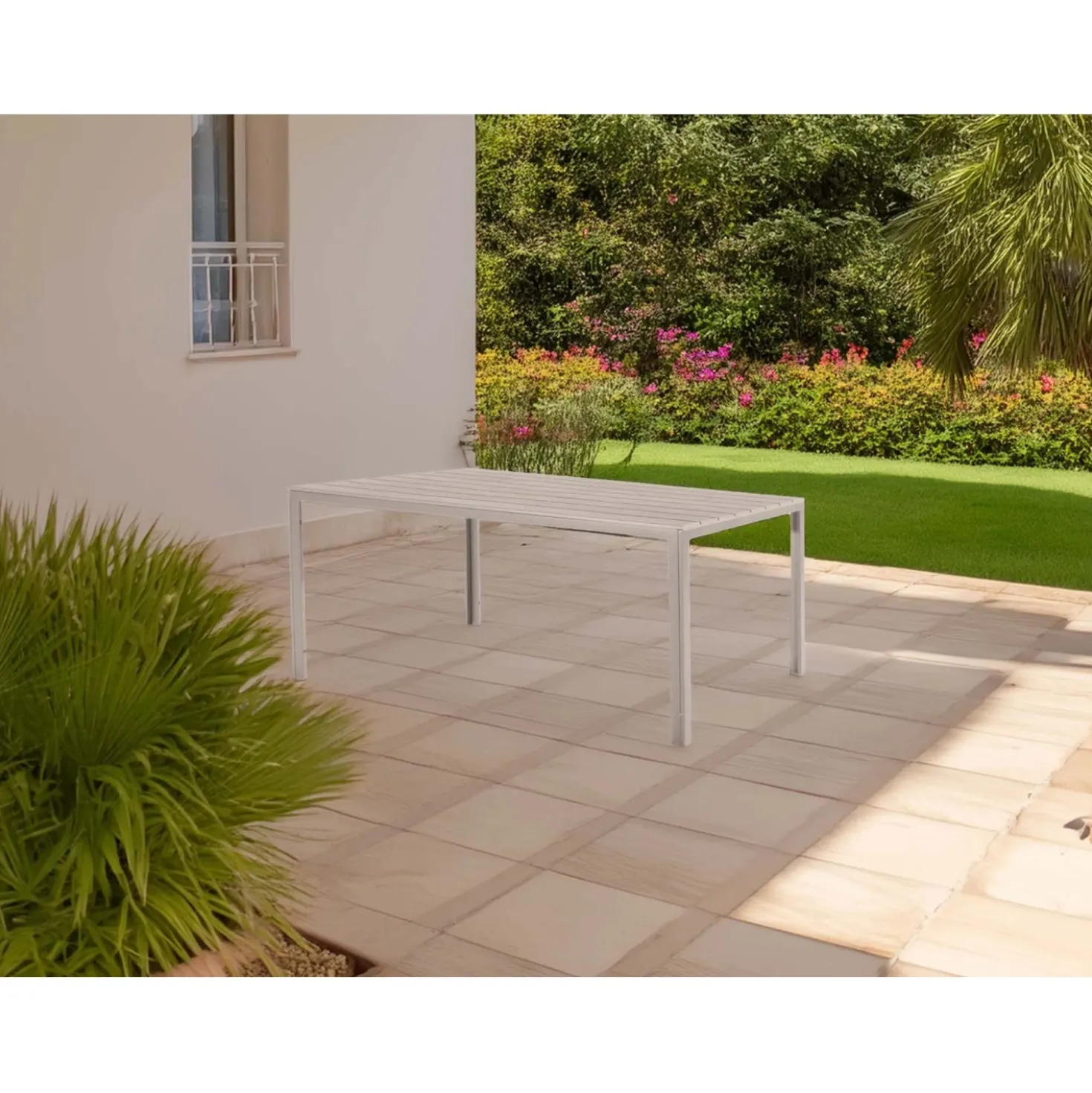 Tavolo da giardino Tenerife in metallo e plastica 156x78x74 cm