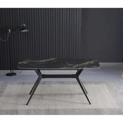Tavolo da pranzo fisso Callista marmo nero 160x90x76 cm