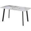 Tavolo da pranzo Quincy top in ceramica marrone marmo lucido 150x85x75 cm
