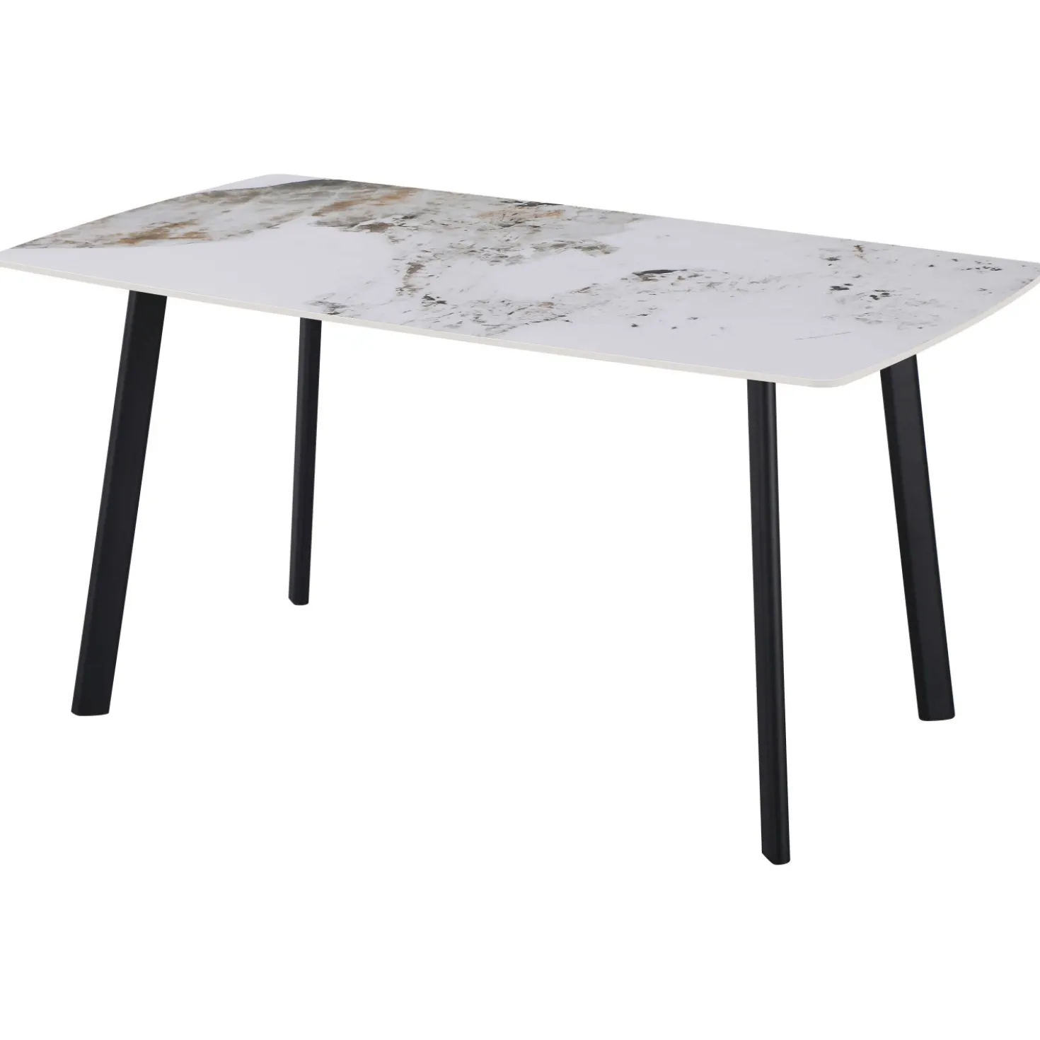 Tavolo da pranzo Quincy top in ceramica marrone marmo lucido 150x85x75 cm