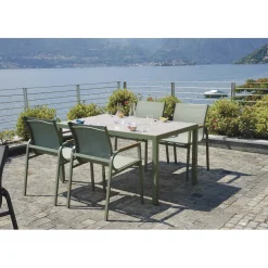 Tavolo e sedie da giardino in polywood verde 4 posti