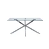 Tavolo fisso rettangolare con piano in vetro e gamba cromata 160x90x75 cm