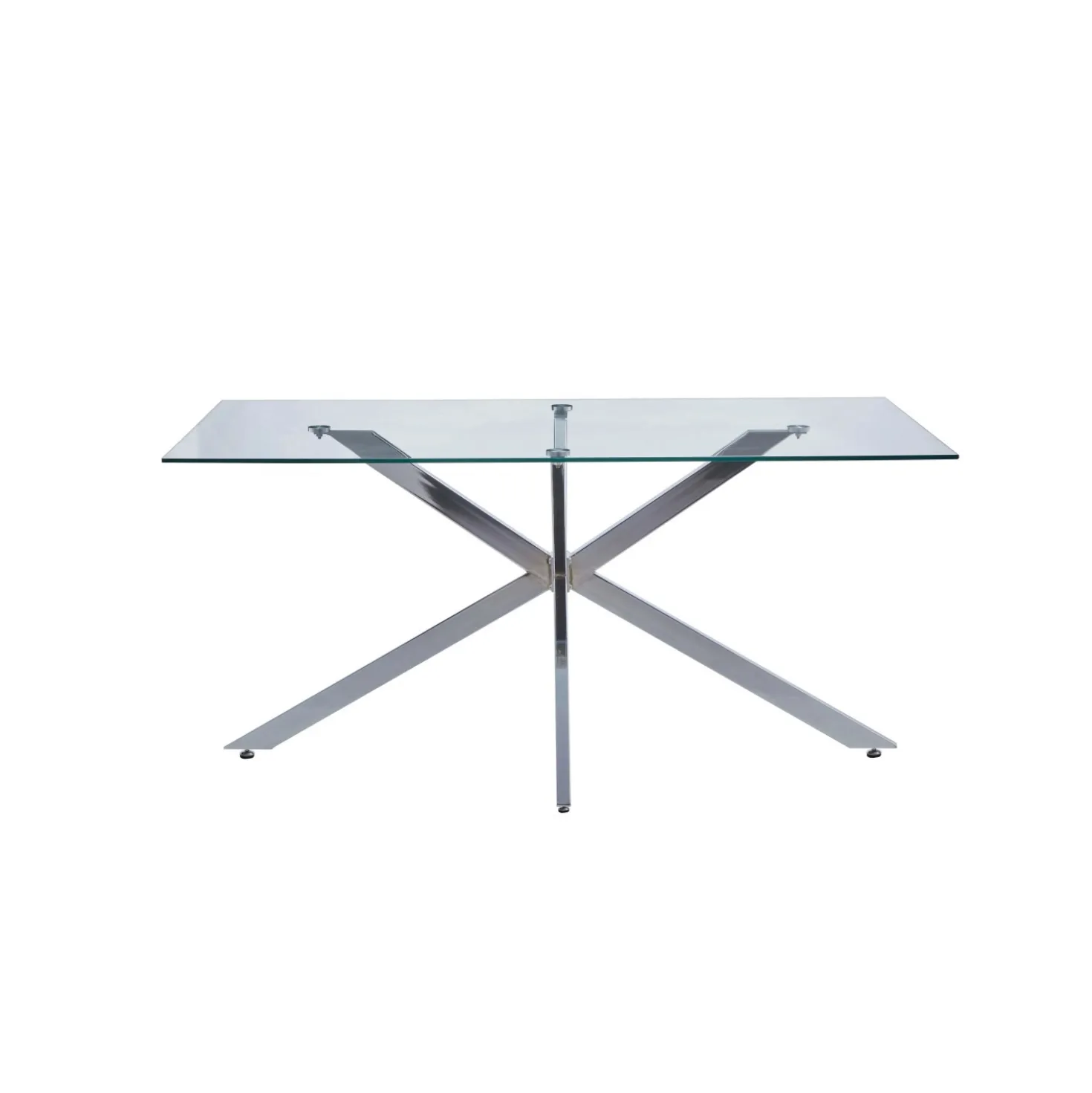 Tavolo fisso rettangolare con piano in vetro e gamba cromata 160x90x75 cm