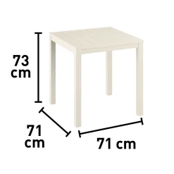 Tavolo in alluminio Prata a doghe con tubo in alluminio 71x71x73 cm