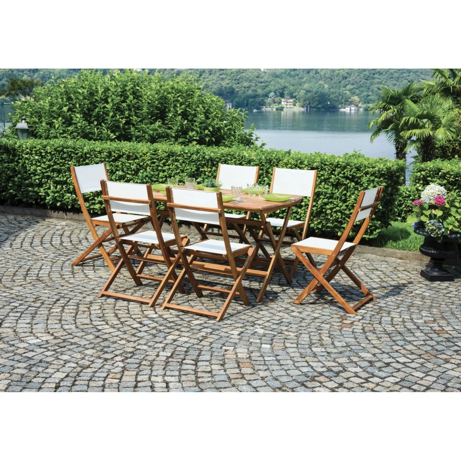 Tavolo pieghevole da giardino in acacia 140x80 cm