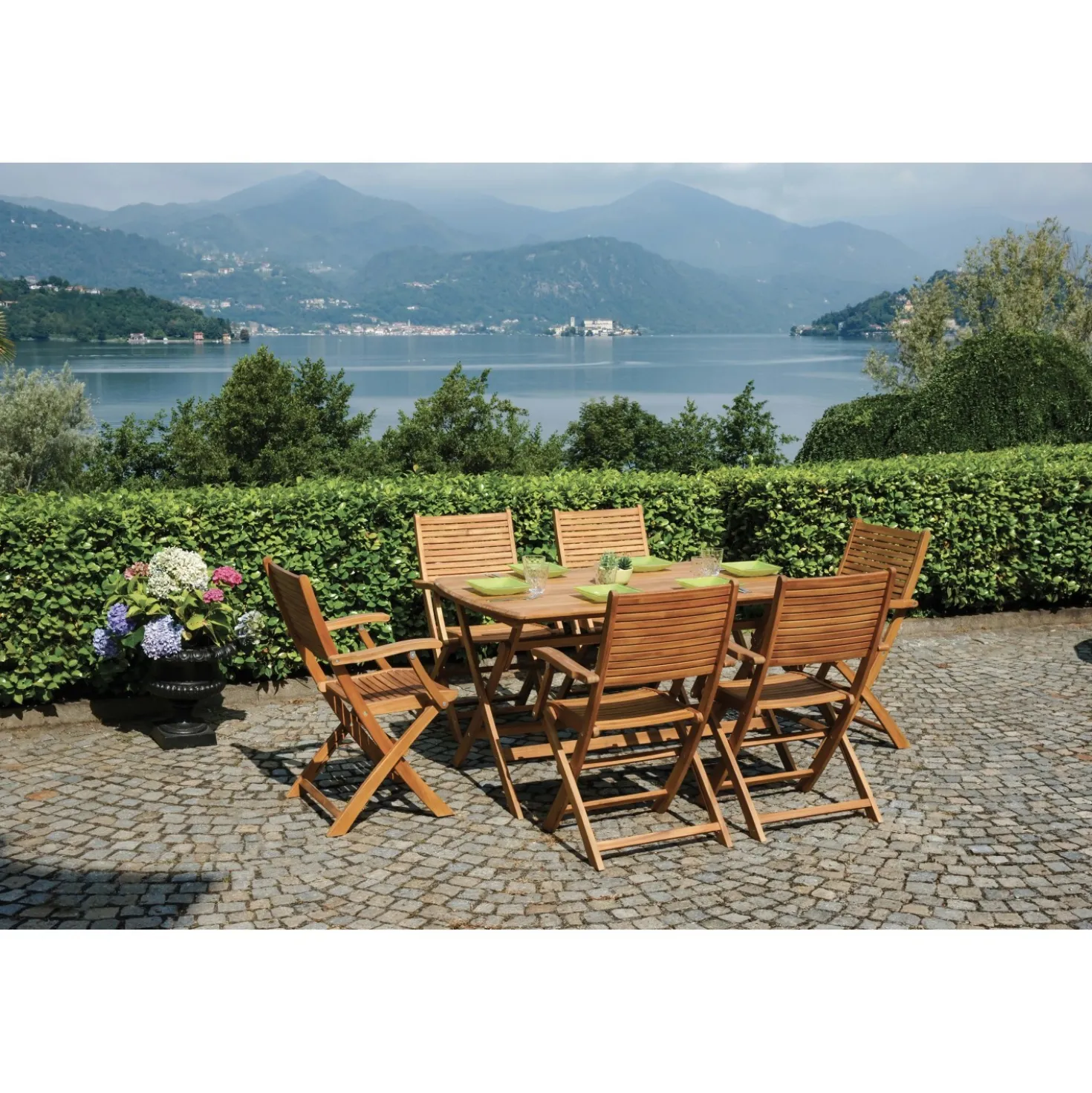 Tavolo pieghevole da giardino in acacia 140x80 cm