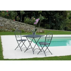 Tavolo pieghevole da giardino in ferro nero 70x70xH74 cm
