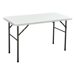 Tavolo pieghevole in acciaio e piano plastica stampata 122x60 cm H 74 cm
