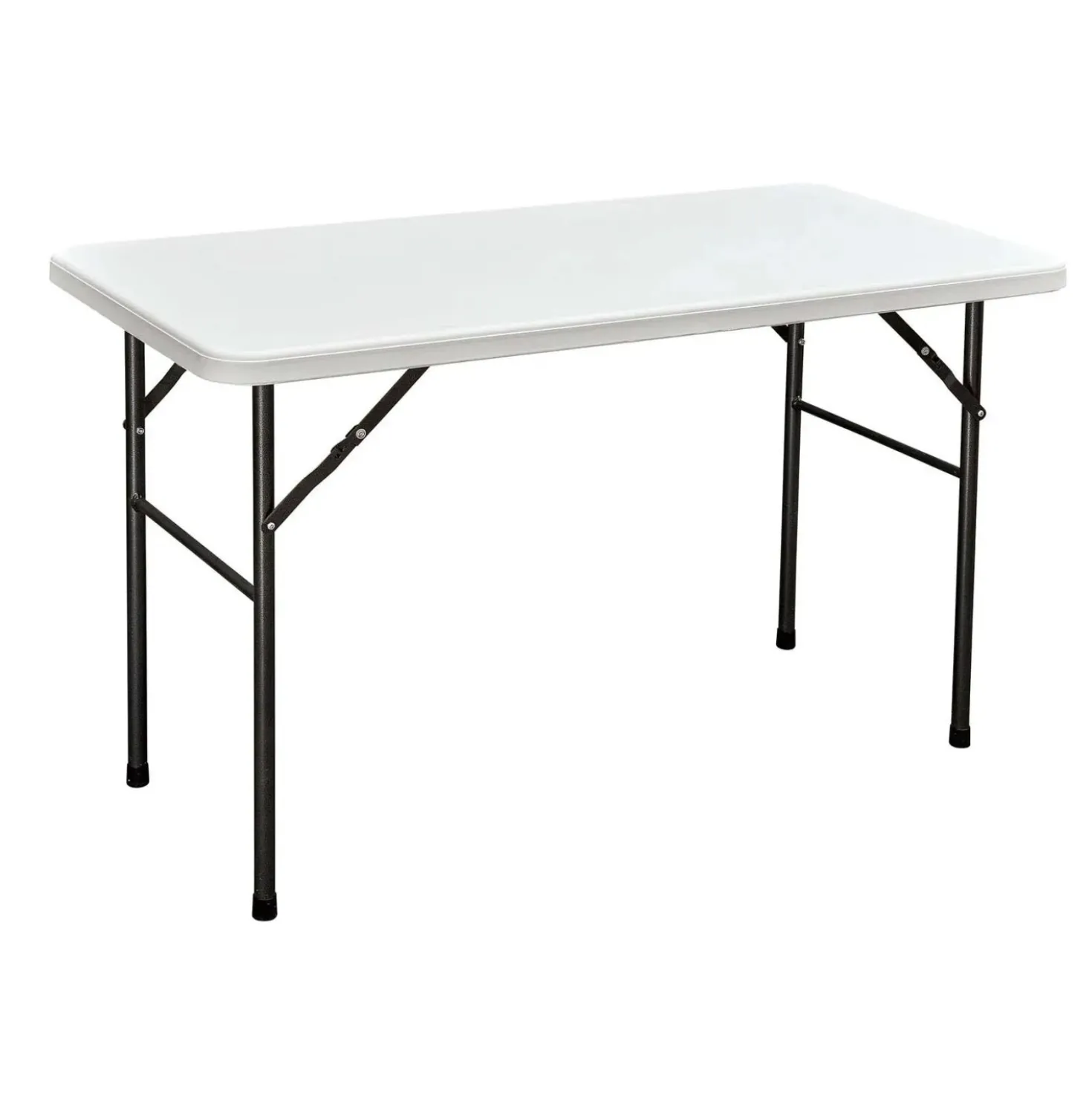 Tavolo pieghevole in acciaio e piano plastica stampata 122x60 cm H 74 cm