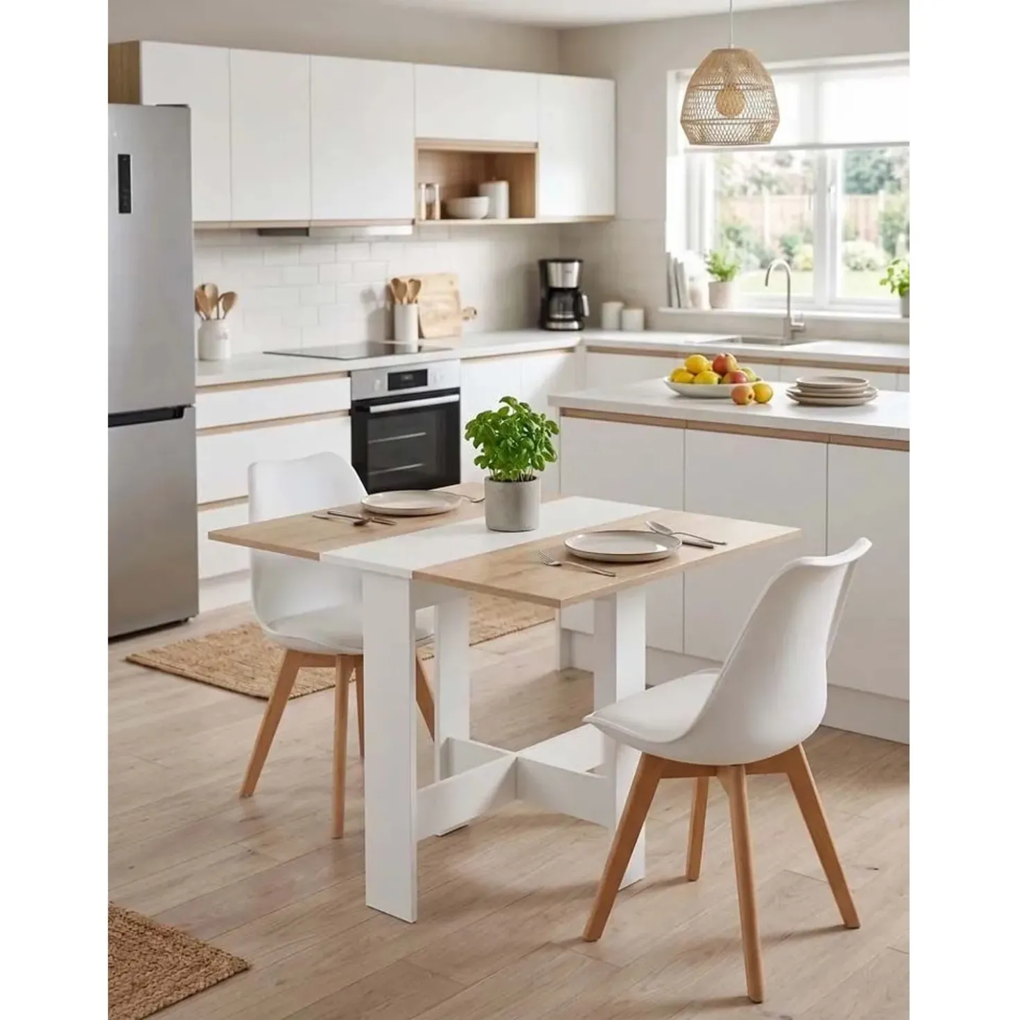 Tavolo pieghevole in pannello truciolare 103x76x75 cm bianco