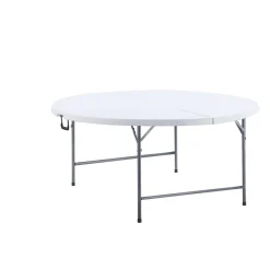 Tavolo pieghevole Taloga tondo in plastica e telaio acciaio 152x74 cm bianco