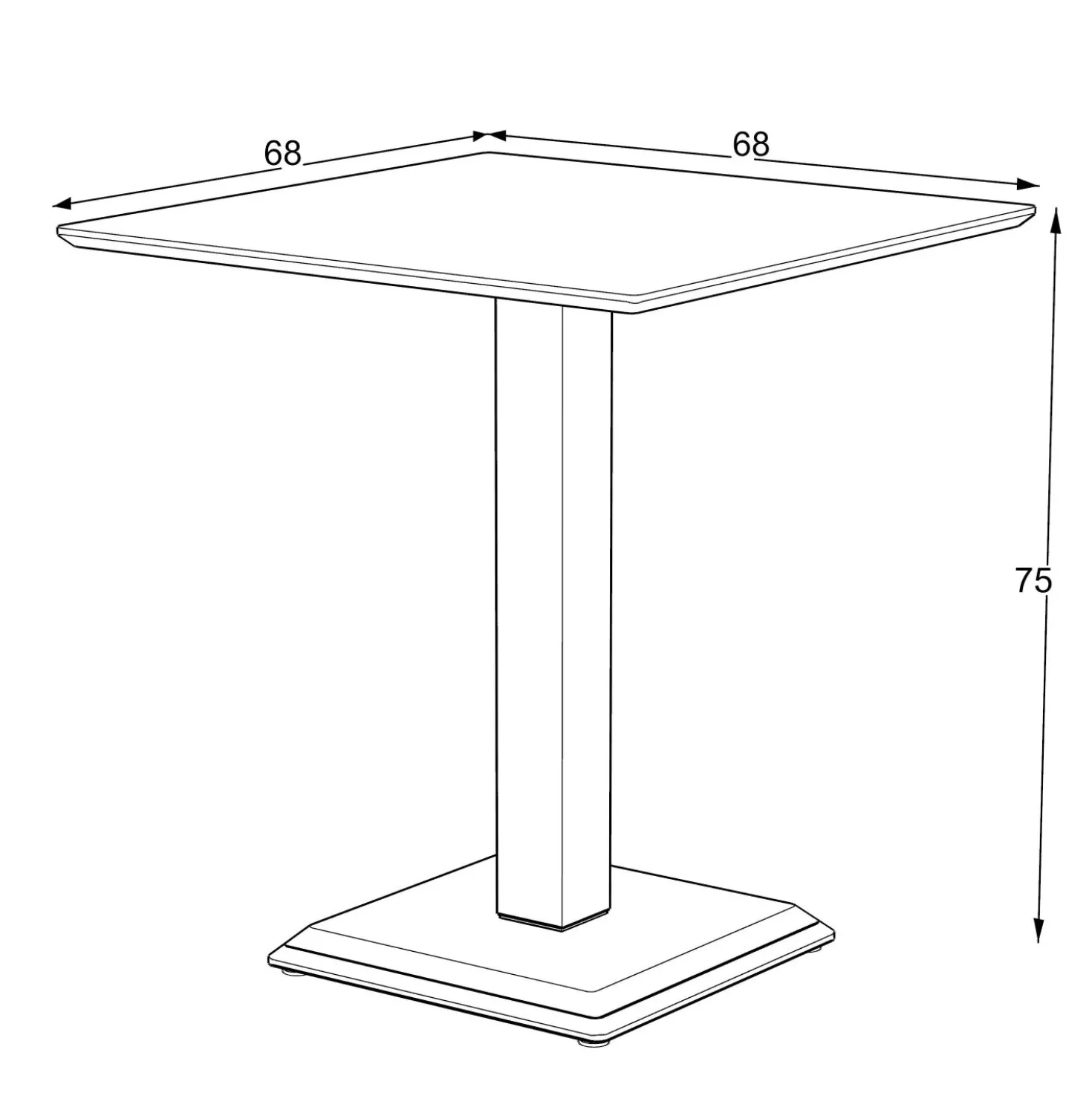 Tavolo quadrato Carvel ossido 68x68x75 cm