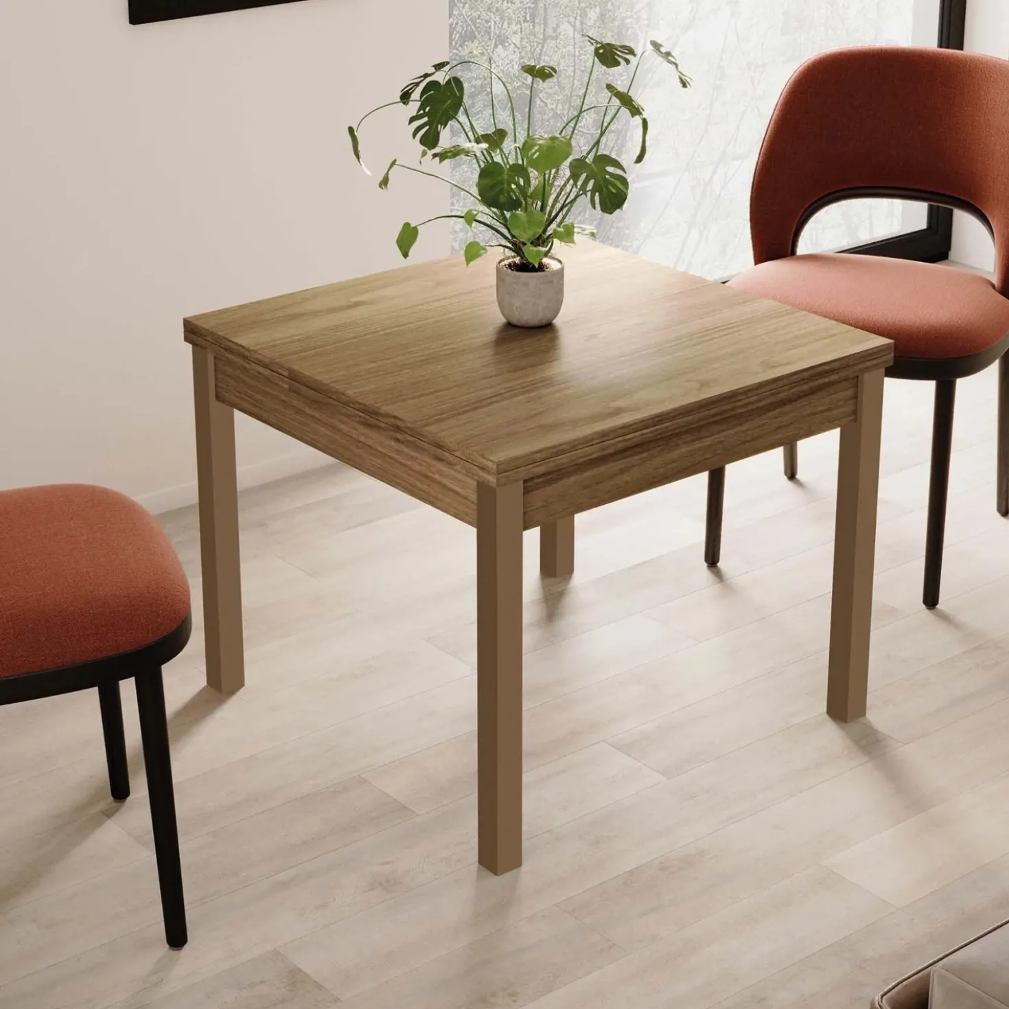 Tavolo raddoppiabile Firenze noce 90x90x77 cm