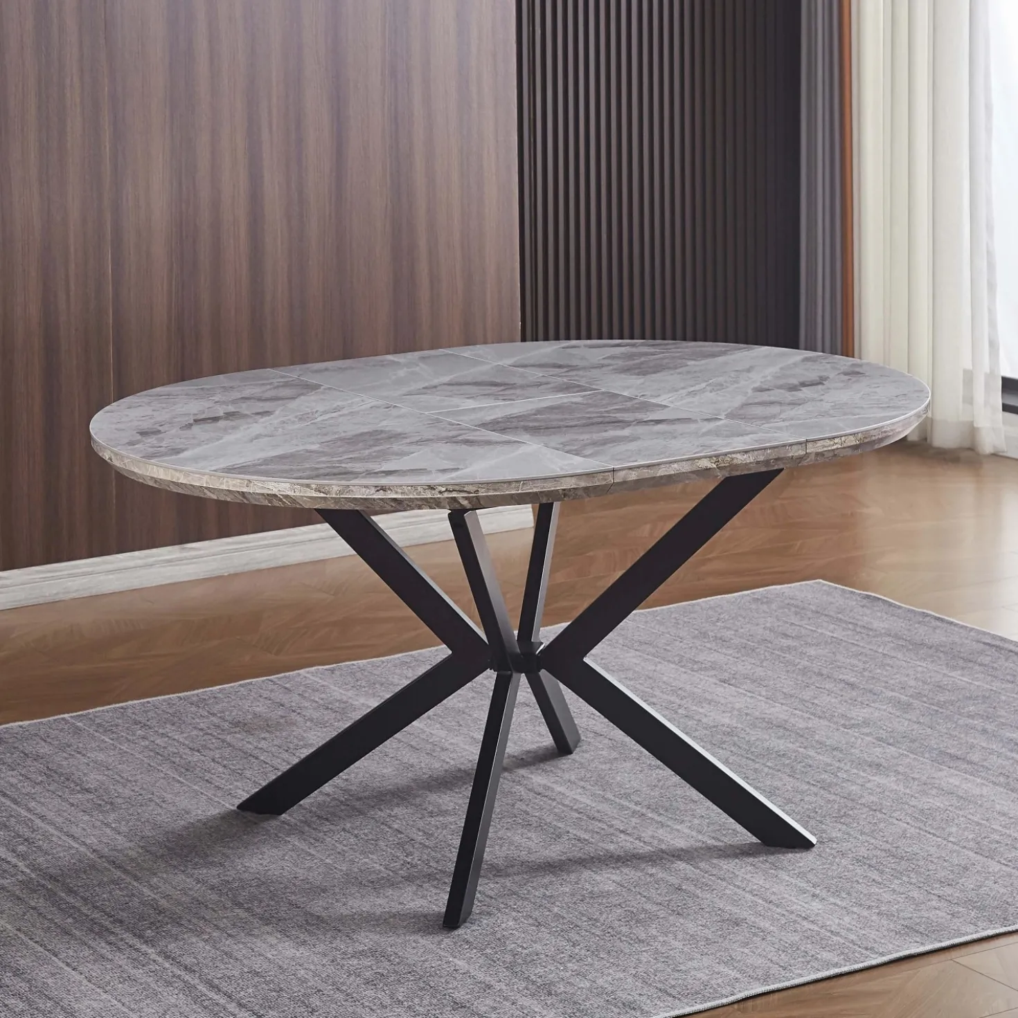 Tavolo rotondo allungabile da pranzo Evelina grigio pietra 120x120x76 cm