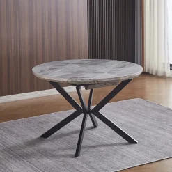 Tavolo rotondo allungabile da pranzo Evelina grigio pietra 120x120x76 cm