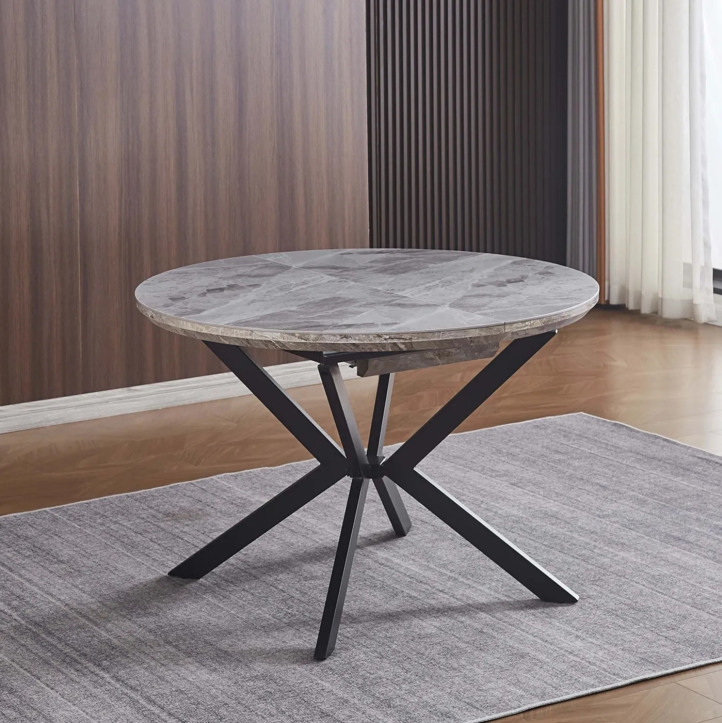 Tavolo rotondo allungabile da pranzo Evelina grigio pietra 120x120x76 cm