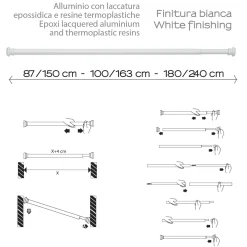 Telaio doccia estensibile 180/240 cm bianco