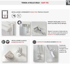 Tenda a rullo Easyfix filtrante fissaggio a incastro grigio 50 x 150 cm