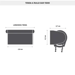 Tenda a rullo semifiltrante Rodi L 45 x H 252 cm grigio scuro