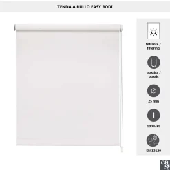 Tenda a rullo semifiltrante Rodi L 150 x H 252 cm bianco