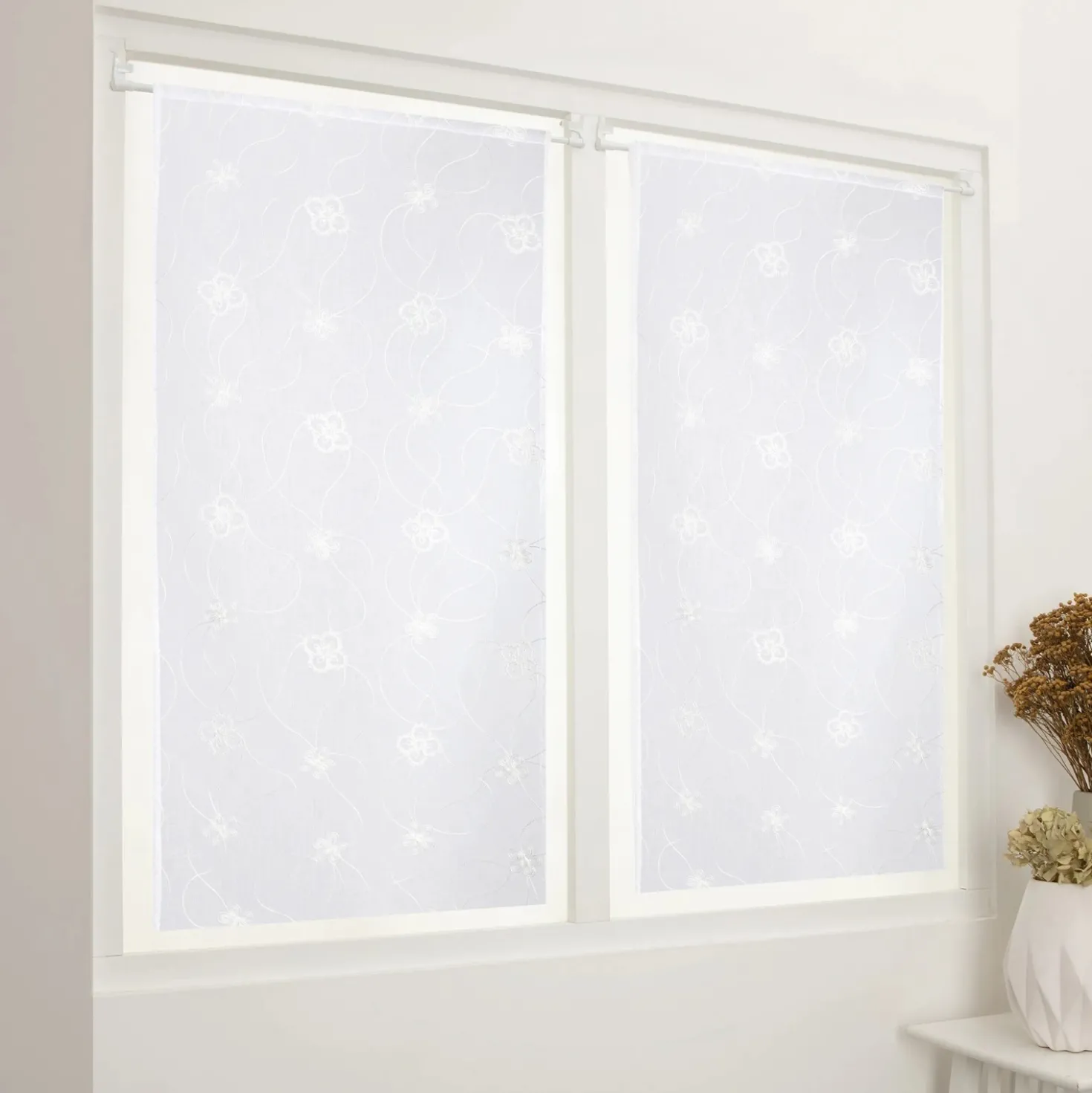 Tenda a vetro Florine L 60 x H 150 cm bianco