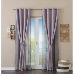 Tenda arredo Doppio Velo L 140 x H 280 cm malva